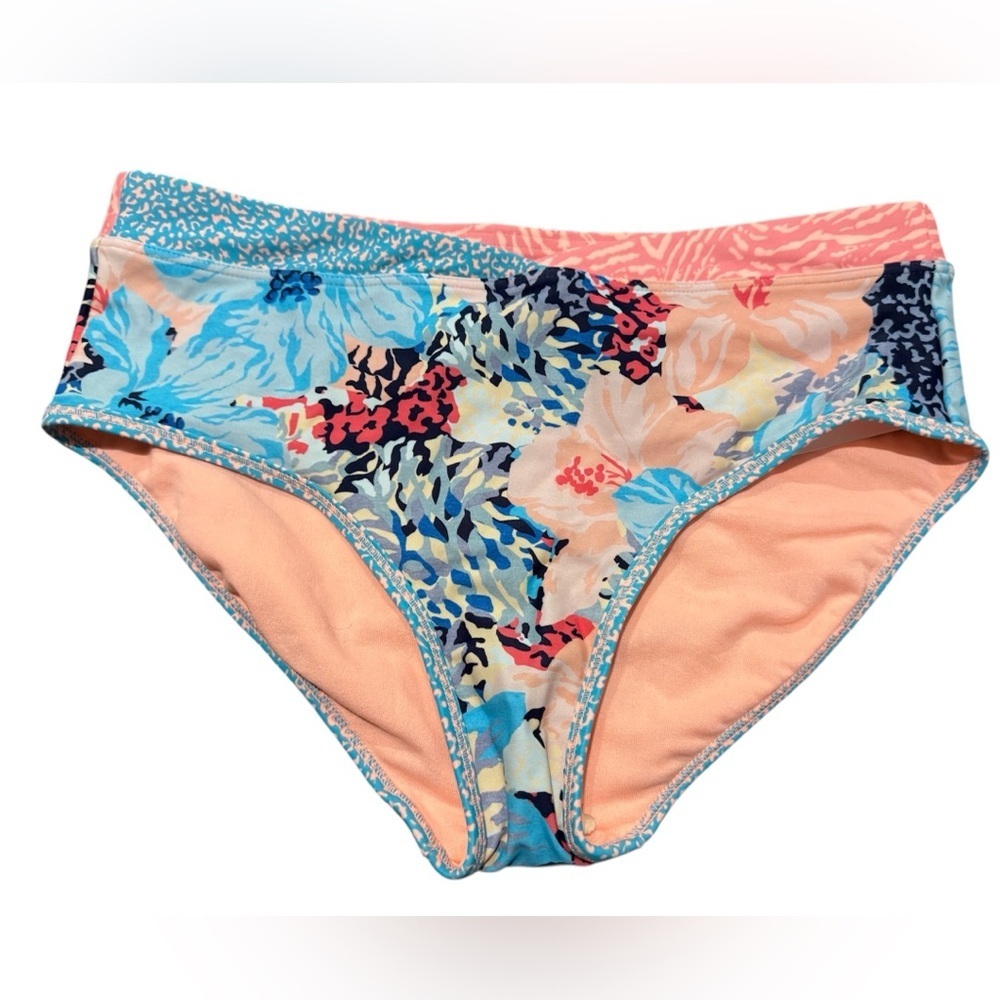 Athleta Girl Cannonball Bikini Swim Bottom size XXL / 16 Aqua Coral Navy NEW